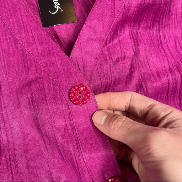 NWT Maggie Barnes Women Pink Purple Linen Blend Button Up Blouse Top Shirt Sz 5X - Picture 3 of 11